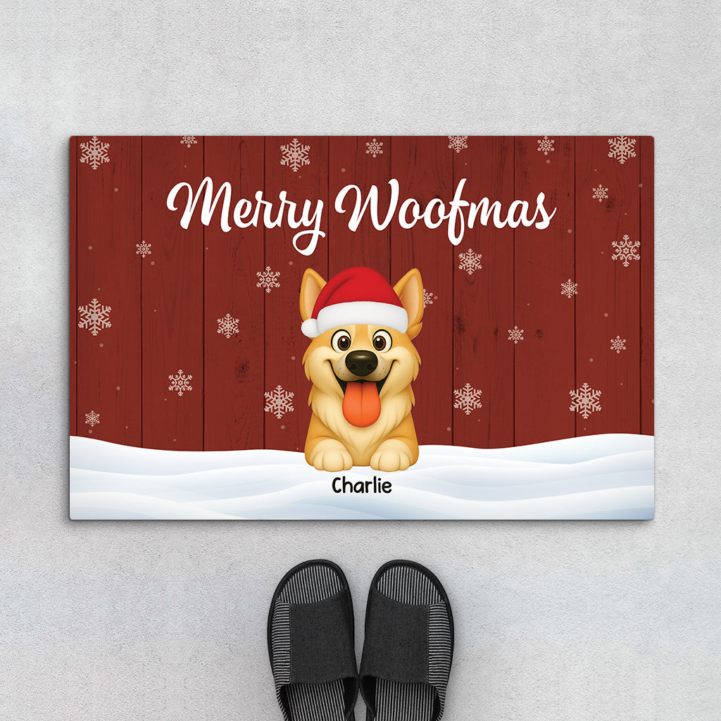 6155DUS1 personalized christmas doormat_ xmas gifts for dog lovers 6155DTTNC