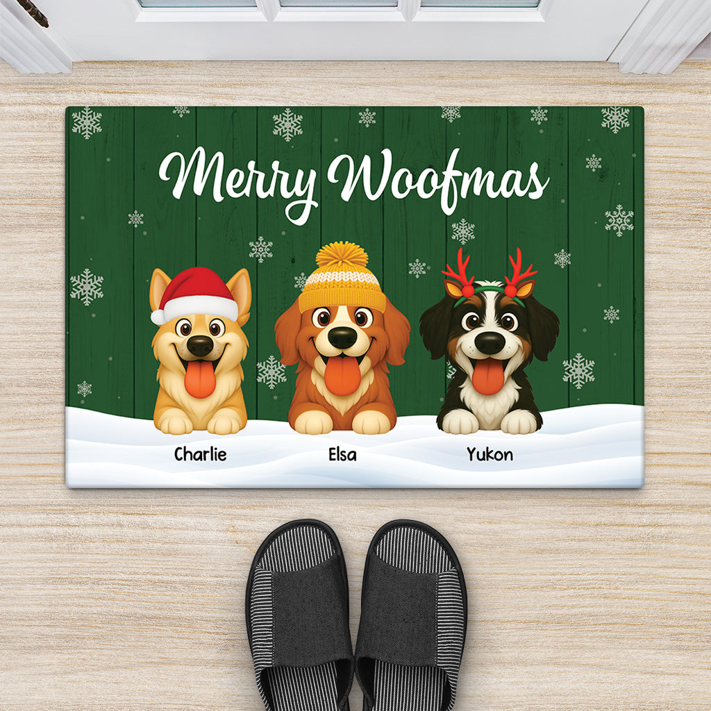 6155DUS2 personalized christmas doormat_ xmas gifts for dog lovers 6155DTTNC