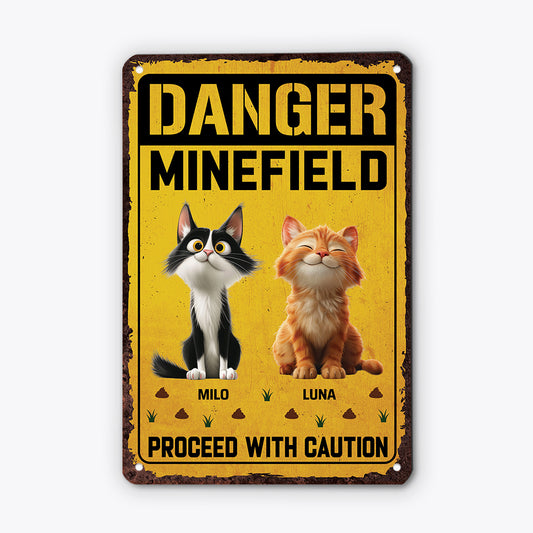 6157EUS2 funny metal danger minefield sign_ custom gifts for cat lovers 6157E8KZD