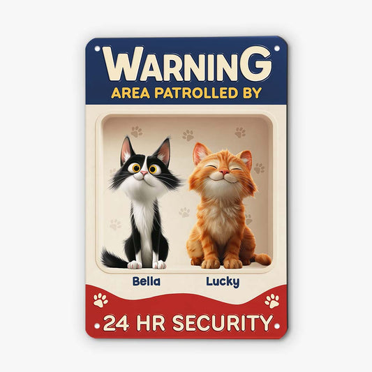 6158EUS1 custom metal warning signs_ personalized cat gifts for humans 6158E