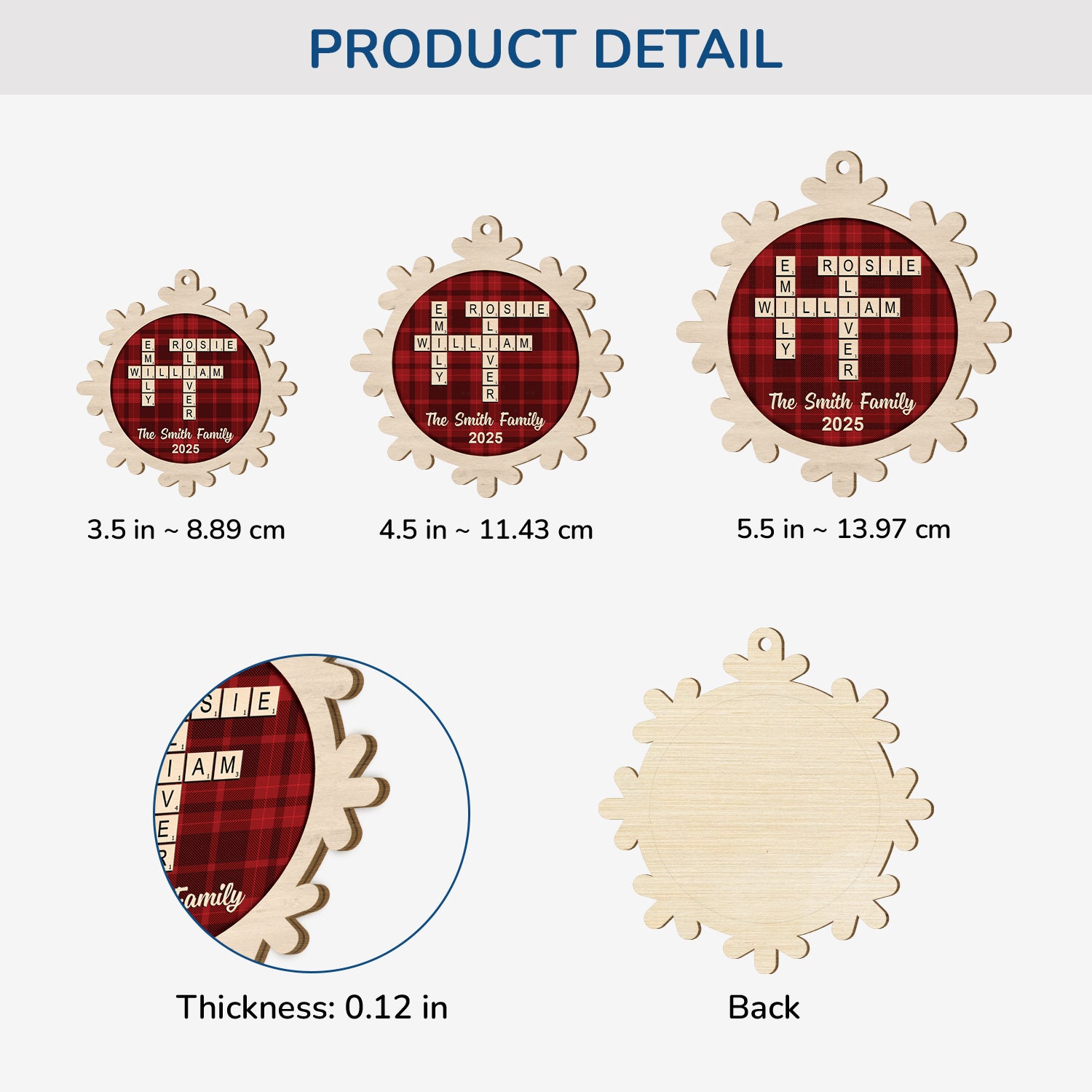 6159OUS3 personalised 1 layered wooden ornaments family crossword gifts 6159OKVNI