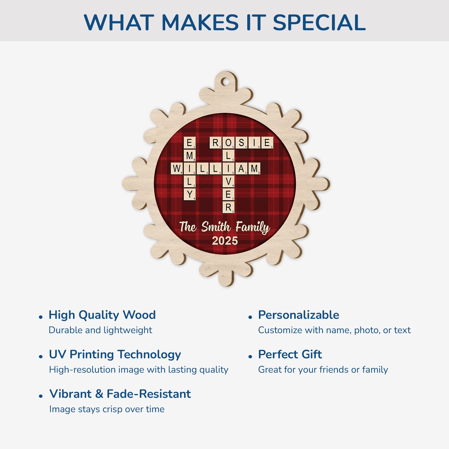 6159OUS4 personalised 1 layered wooden ornaments family crossword gifts 6159OKVNI