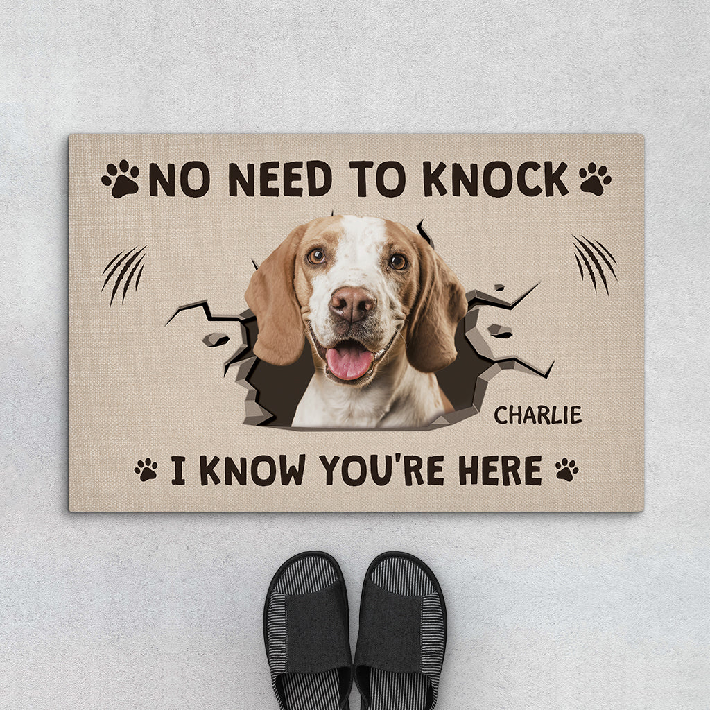 6160DUS1 no need to knock_ doormat with photo custom dog gifts for owners 6160D8QNC