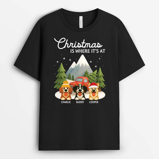 6167AUS1 christmas is where it_s at shirt custom camping gifts for dog lovers 6167ATYAC