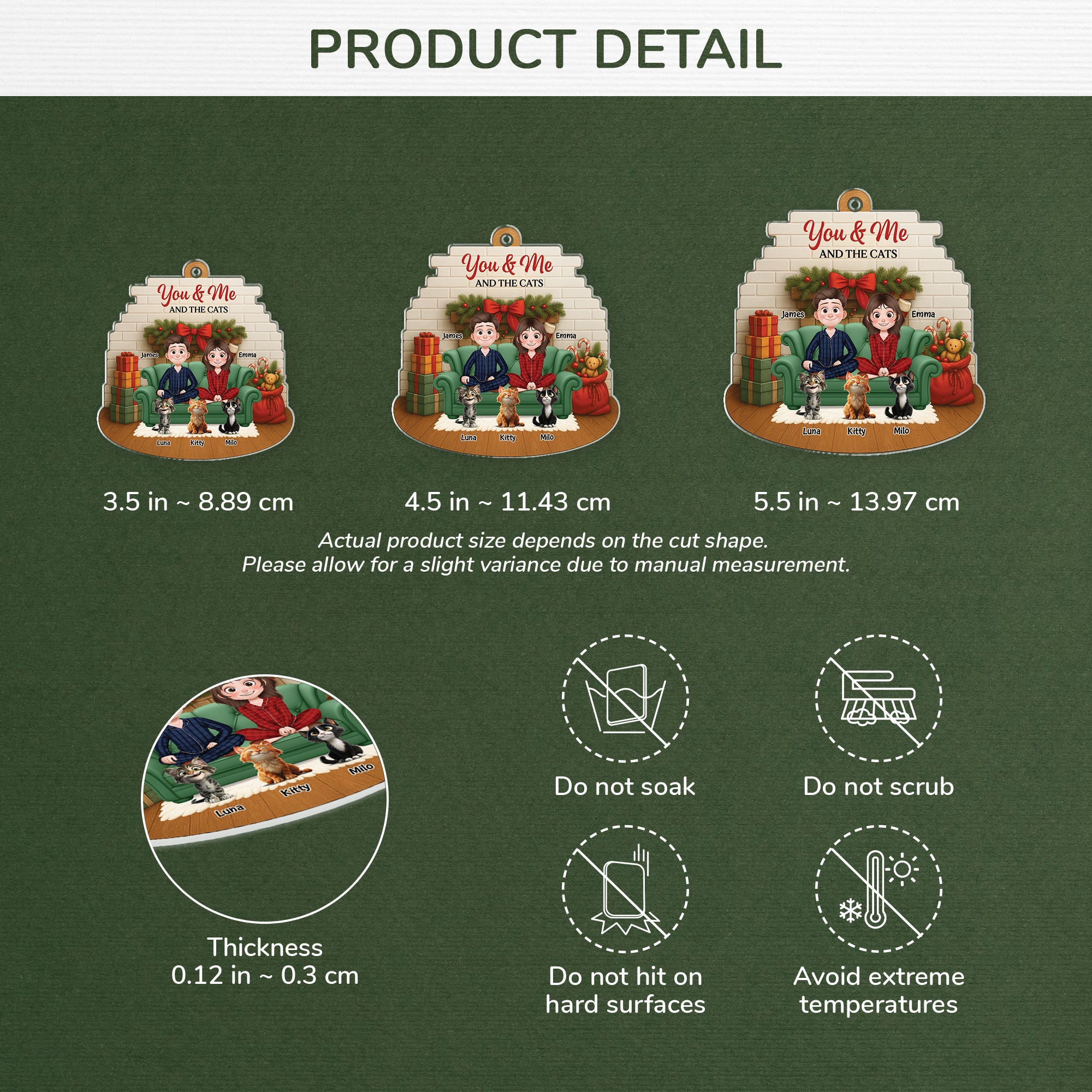 6168OUS3 3d printing effect custom acrylic xmas ornaments gifts for couples with cats 6168OKHCD