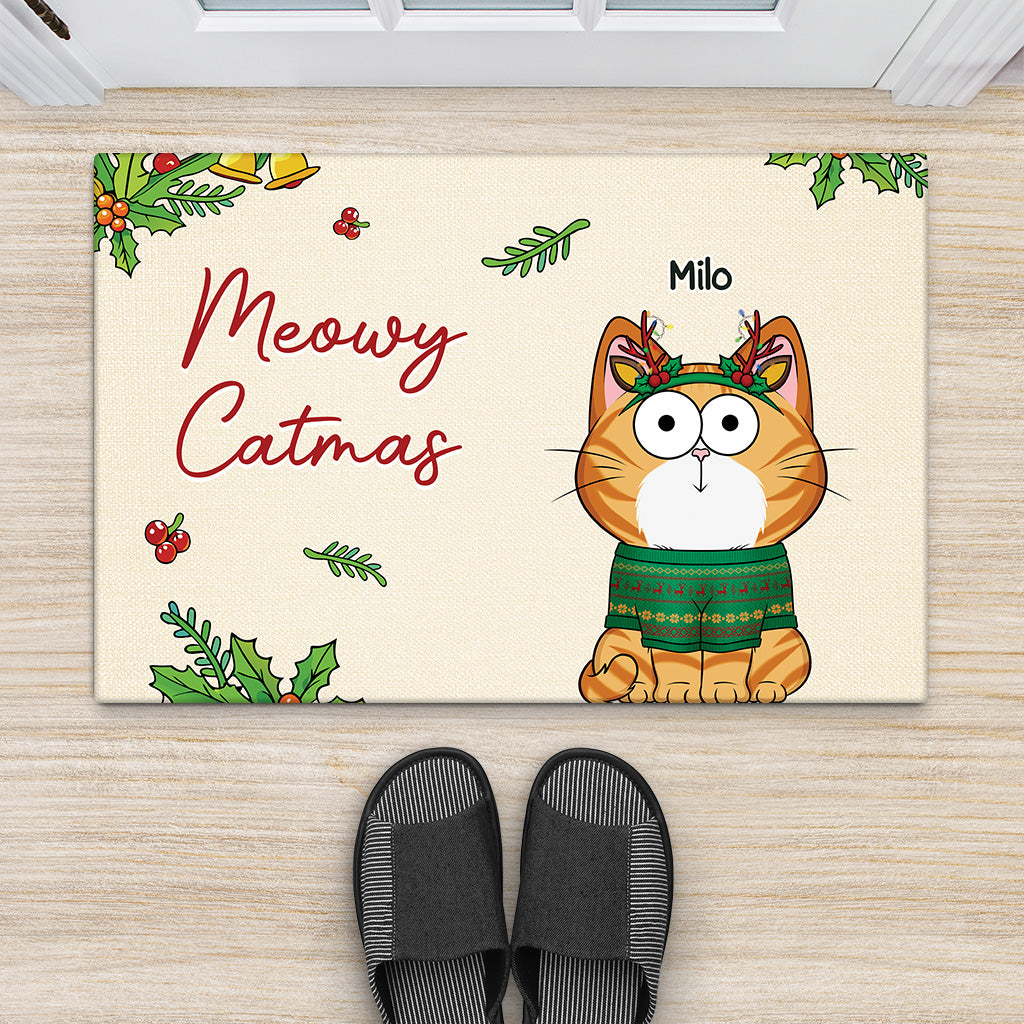 6171DUS2 custom christmas gifts for cat lovers merry catmas doormat 6171D3VTD