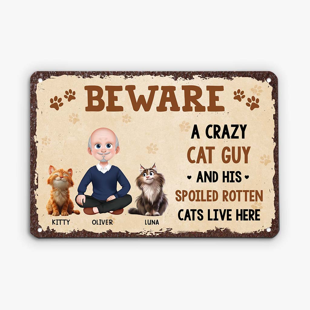 6182EUS2 funny crazy dog lady gifts_ personalized metal cat signs 6182E3HAD