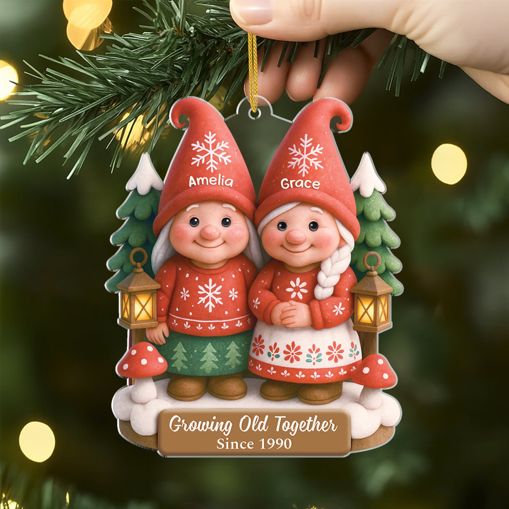 6198OUS2 3d printing effect custom acrylic ornaments christmas gifts for lesbian couples 6198OKVNG