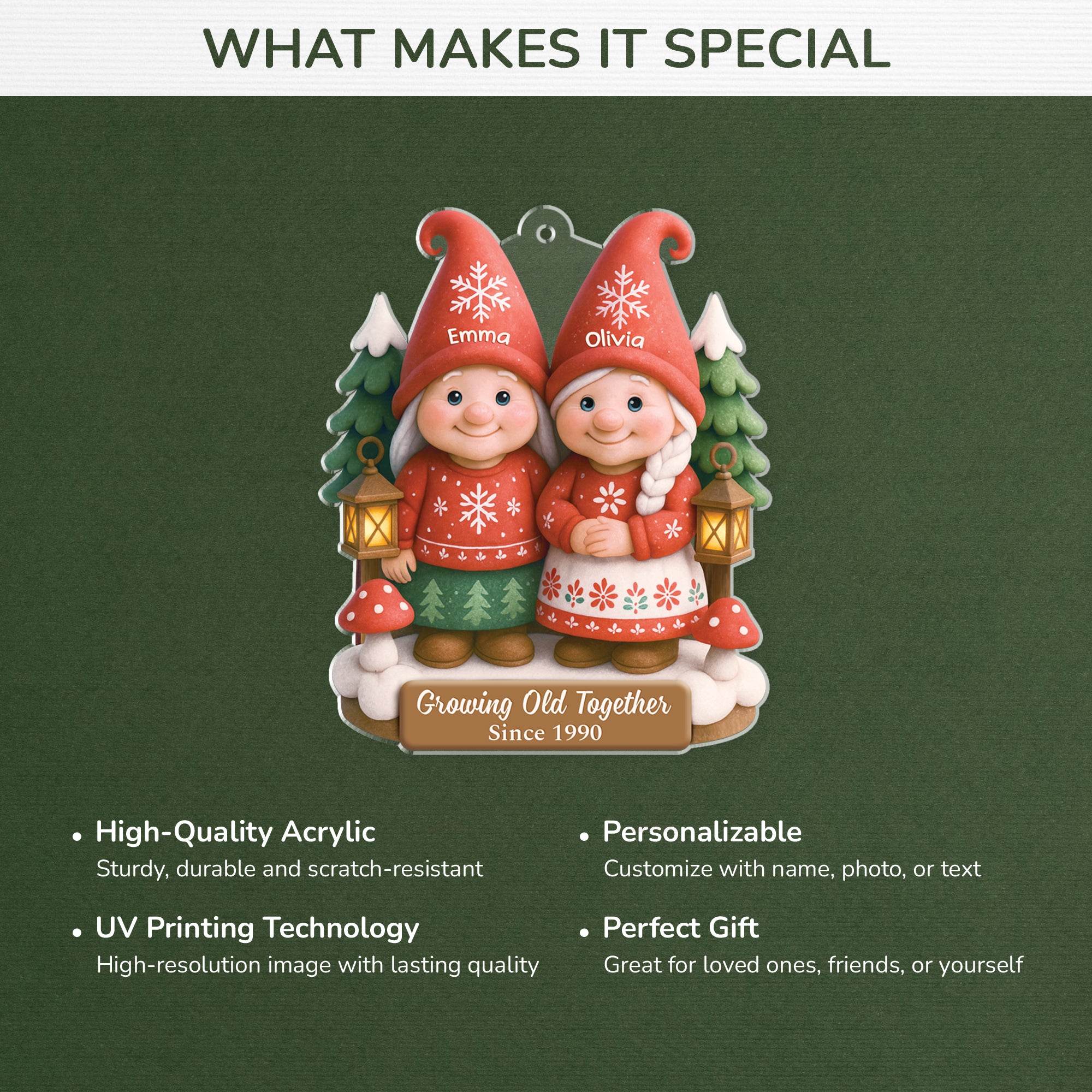 6198OUS4 3d printing effect custom acrylic ornaments christmas gifts for lesbian couples 6198OKVNG