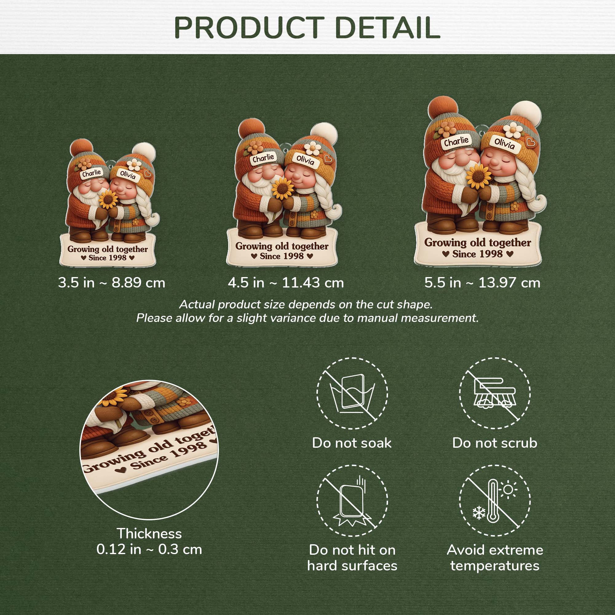 6200OUS3 3d printing effect acrylic gnome christmas ornament custom gifts for couples 6200O8LTG