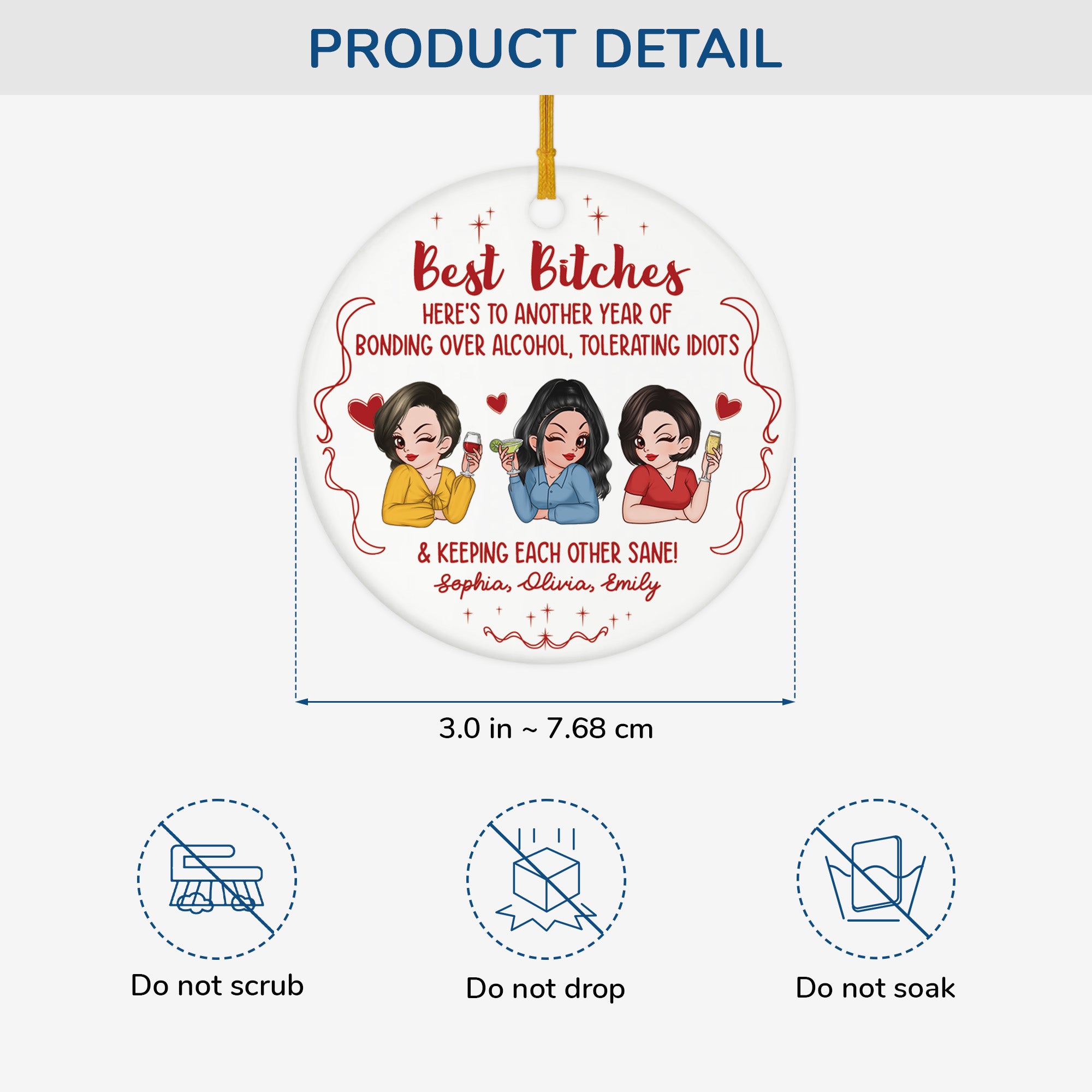 6207OUS3 ceramic best bitches ornament personalized xmas gifts for friends 6207OTVNF