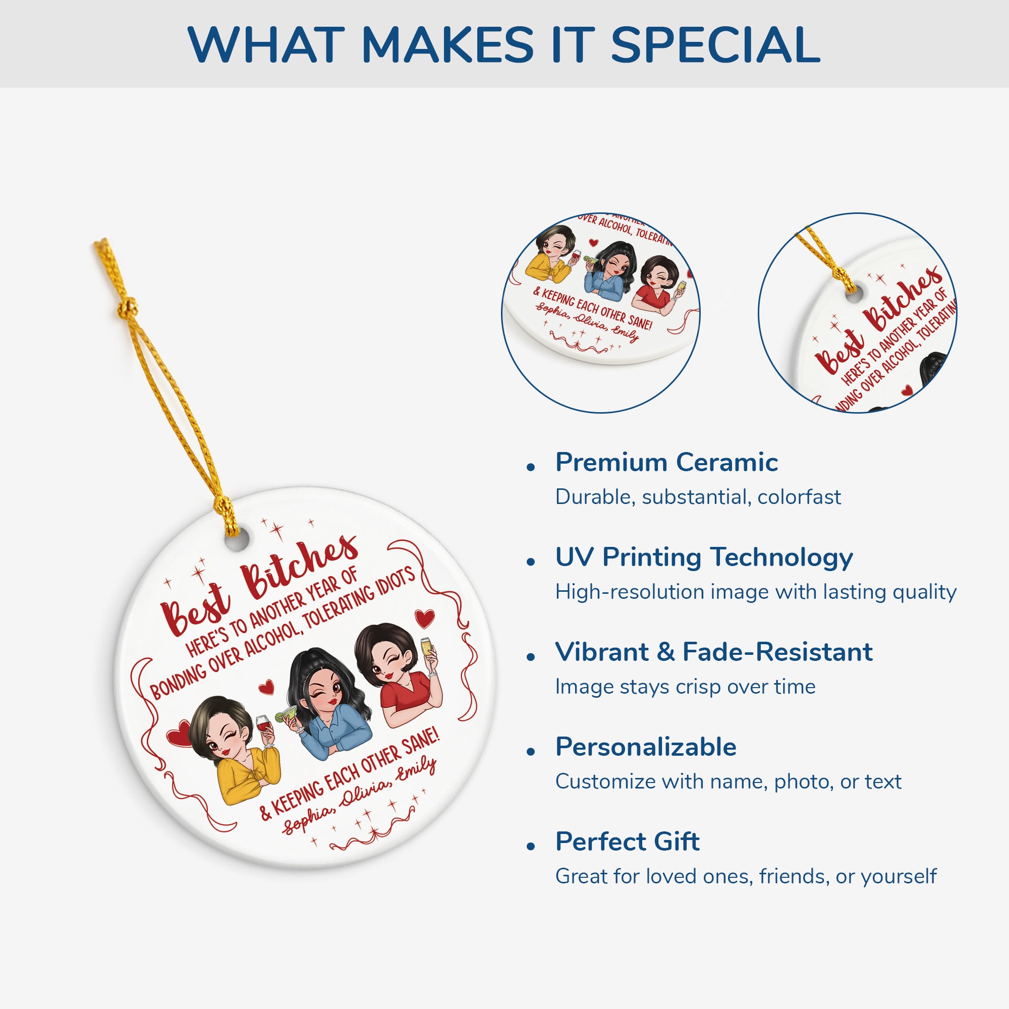 6207OUS4 ceramic best bitches ornament personalized xmas gifts for friends 6207OTVNF