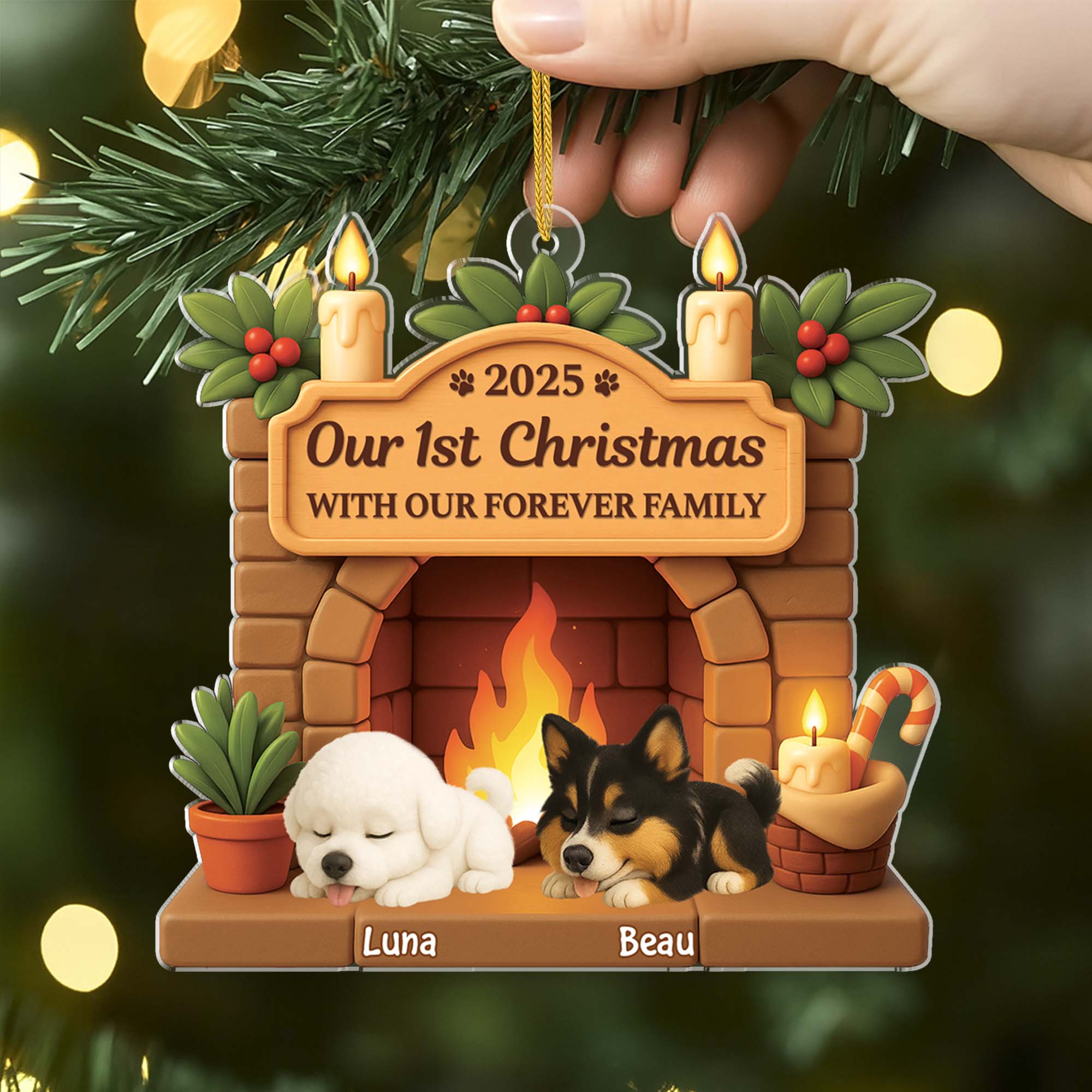 6225OUS2 3d printing effect acrylic dog first christmas ornament custom dog gifts 6225O8TTC