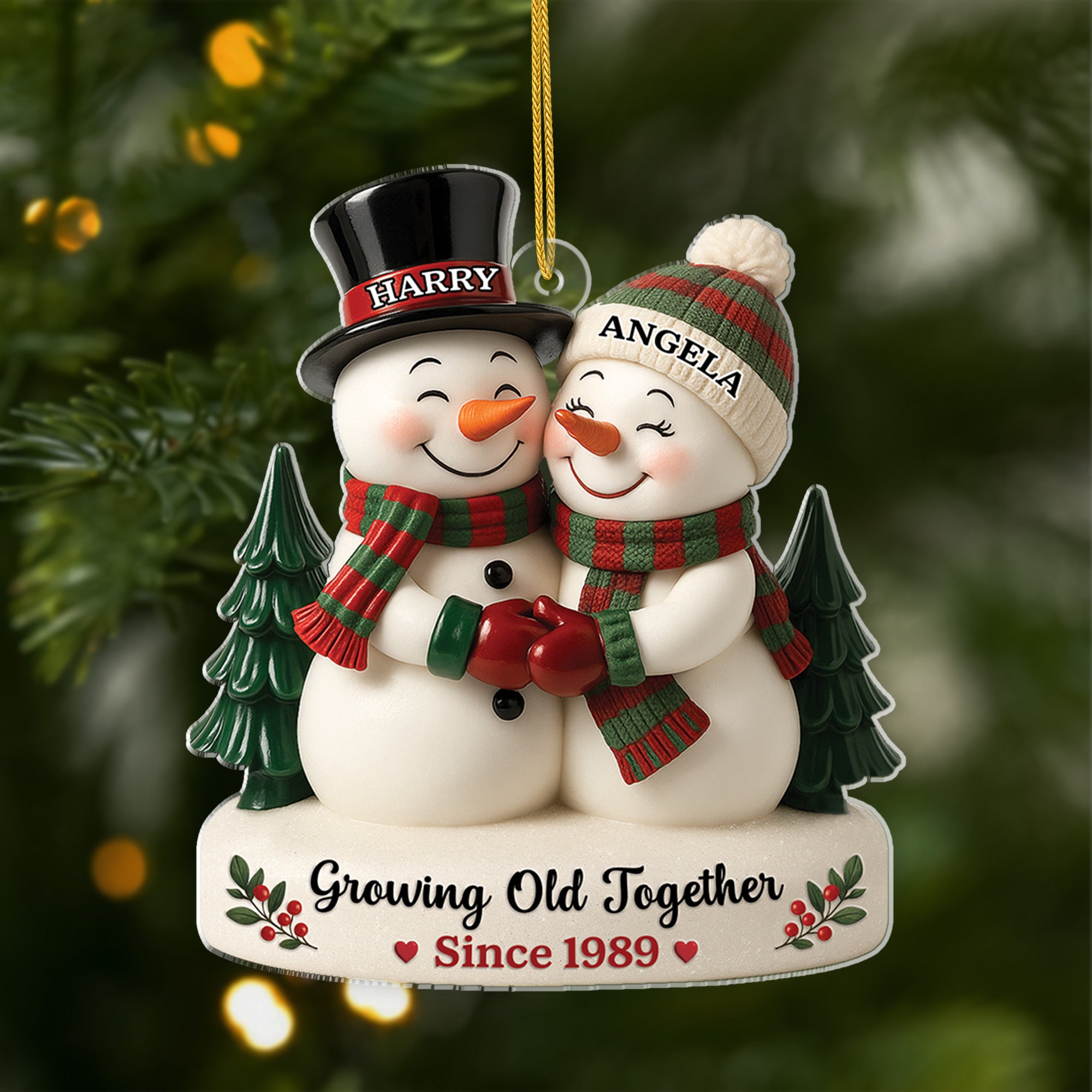 6227OUS1 3d printing effect acrylic snowman christmas ornaments custom couple gifts 6227O