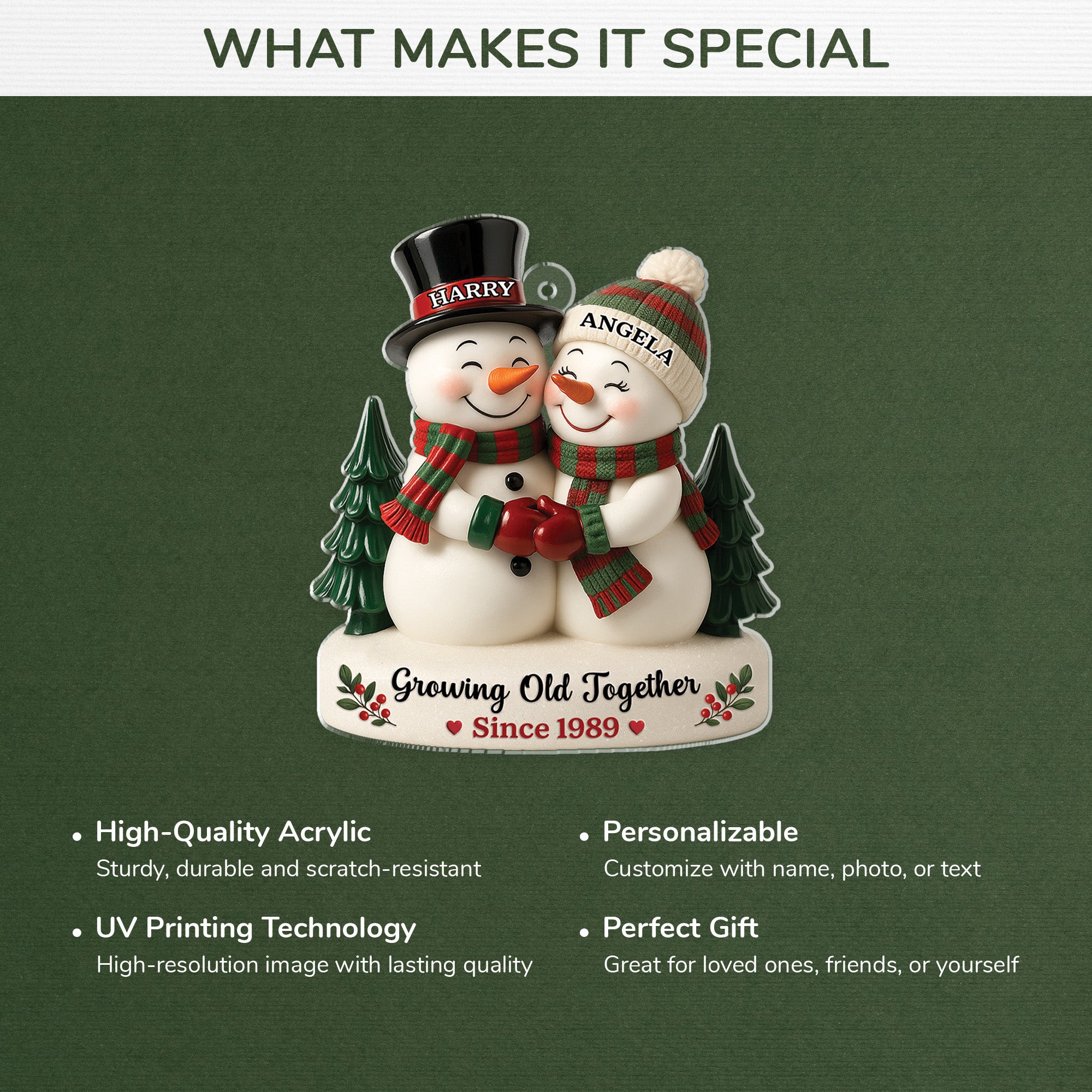 6227OUS4 3d printing effect acrylic snowman christmas ornaments custom couple gifts 6227O