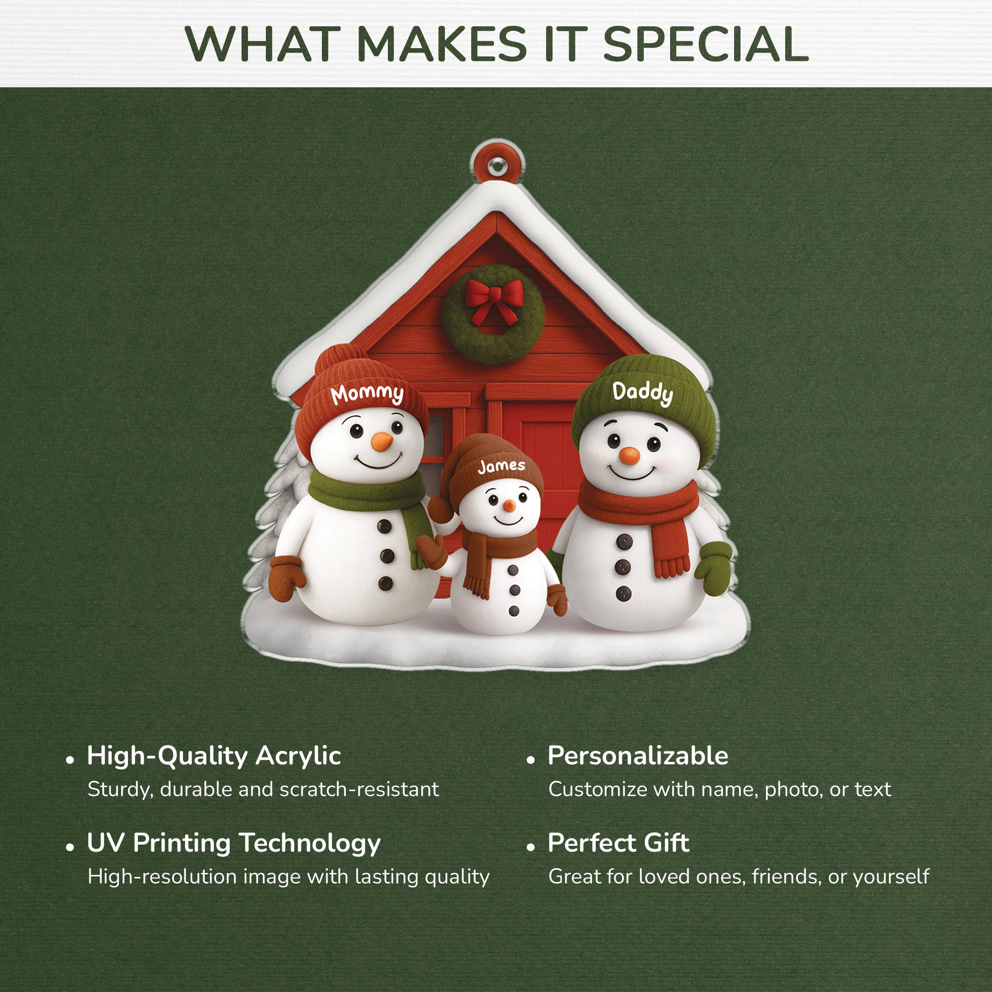 6228OUS1 3d printing effect acrylic snowman christmas ornament personalized gift for family 6228O8LZI_4