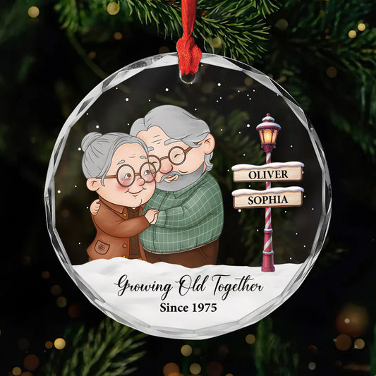 6242OUS1 glass growing old together since ornament custom xmas gifts for couples 6242O3L0G