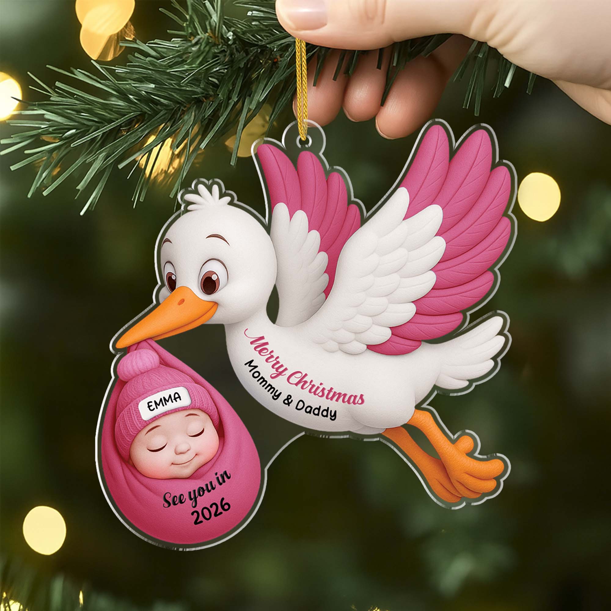 6244OUS2 3d printing effect acrylic merry christmas ornament custom parents to be gifts 6244O8HTA