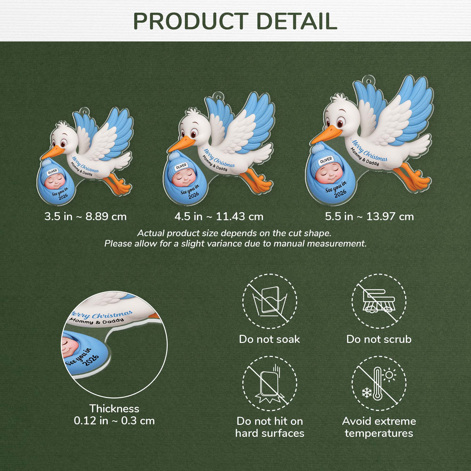 6244OUS3 3d printing effect acrylic merry christmas ornament custom parents to be gifts 6244O8HTA