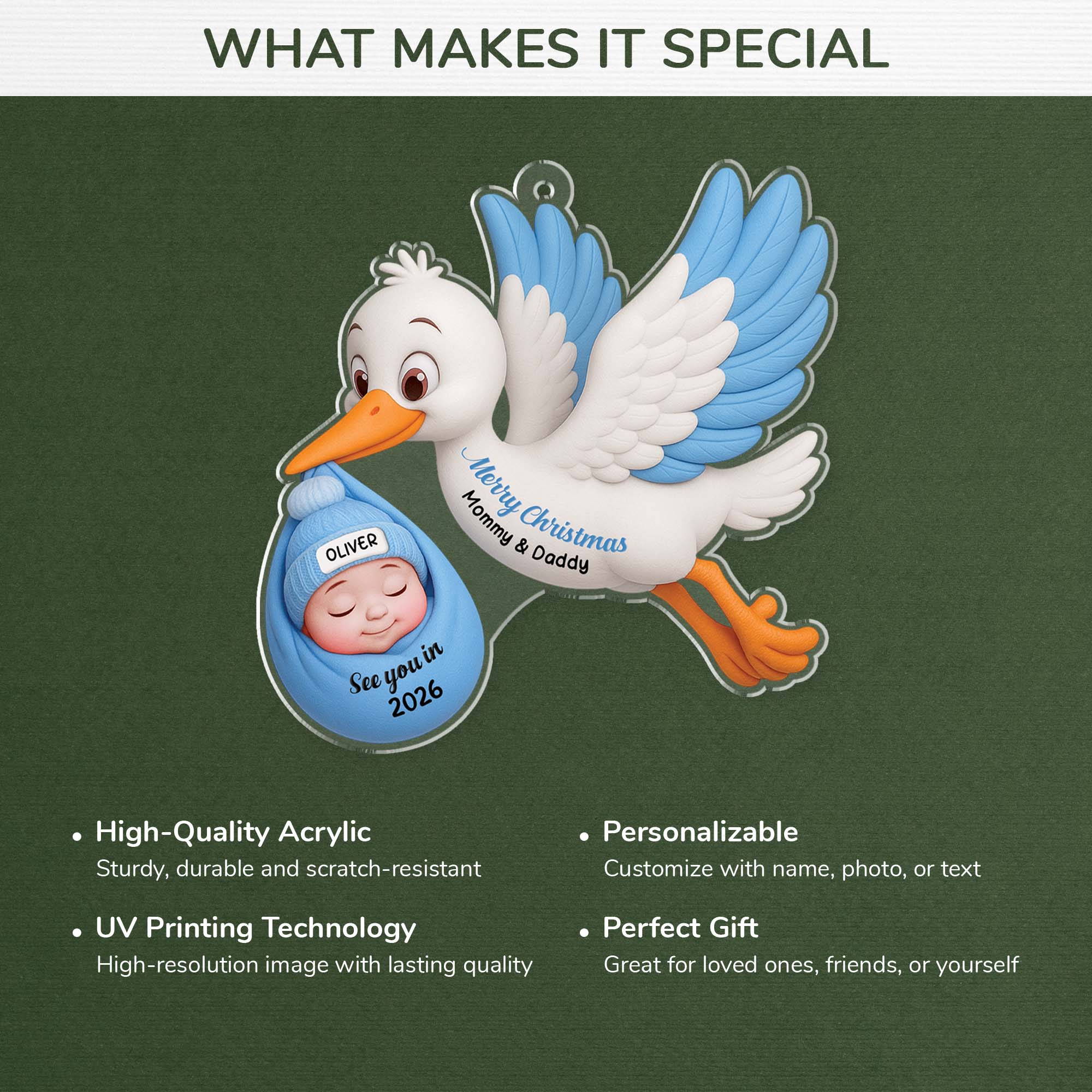 6244OUS4 3d printing effect acrylic merry christmas ornament custom parents to be gifts 6244O8HTA