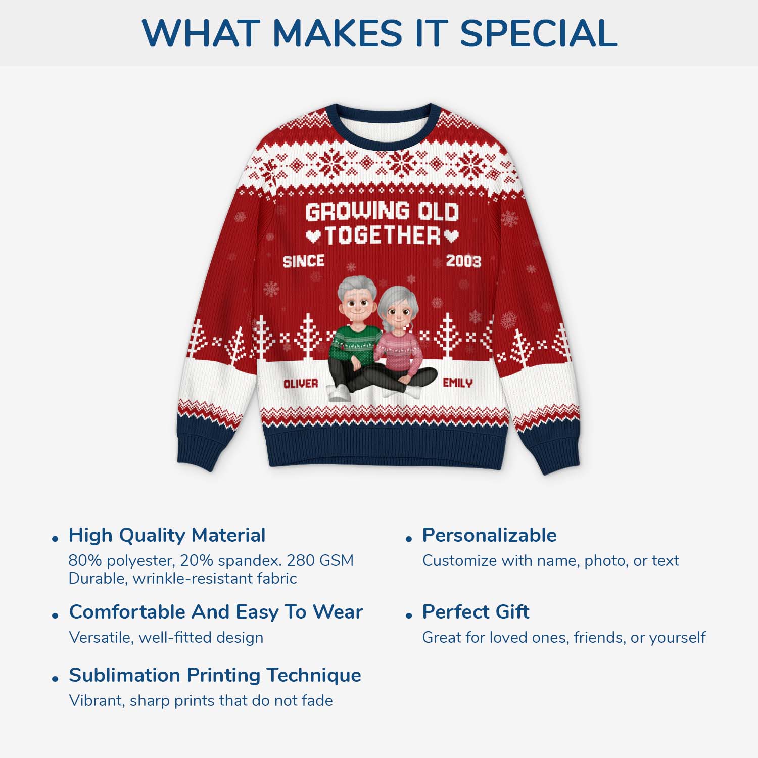 6249WUS5 growing old together ugly christmas sweater custom gifts for couples 6249WKLNG