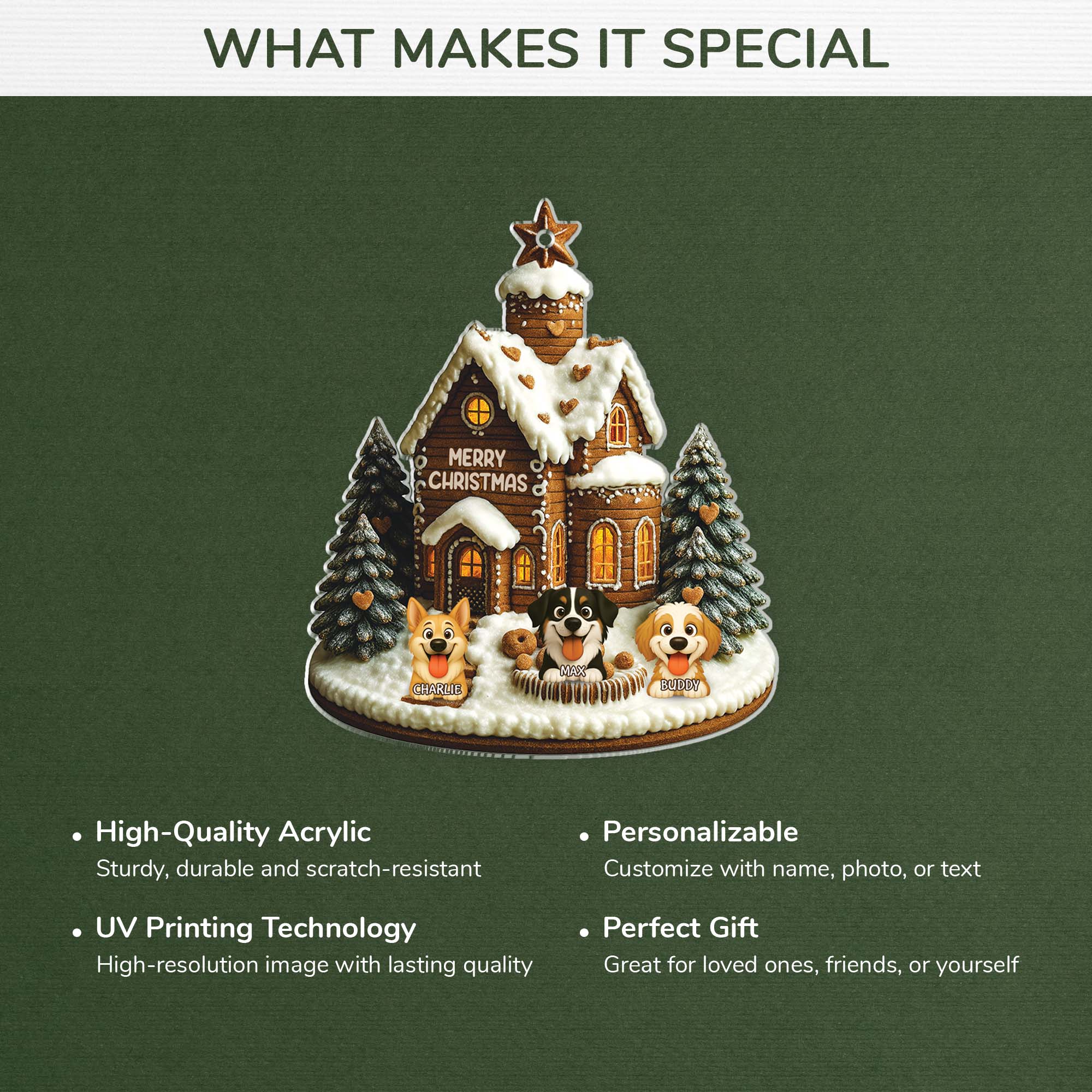 6257OUS4 3d printing effect acrylic christmas house ornaments custom gifts for dog lovers 6257OKQ5C