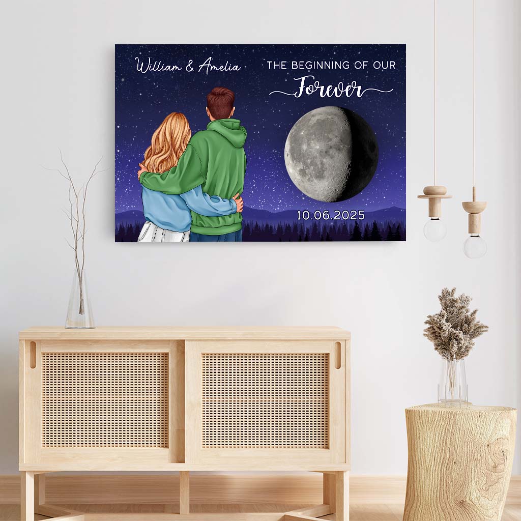 6262CUS3 the beginning of our forever_ canvas personalized moon phases gift for couples 6262C8TTG