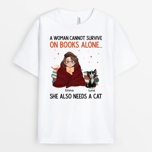 6271AUS1 a woman cannot survive on books alone shirt custom cat lover gifts 6271ATLZD_1