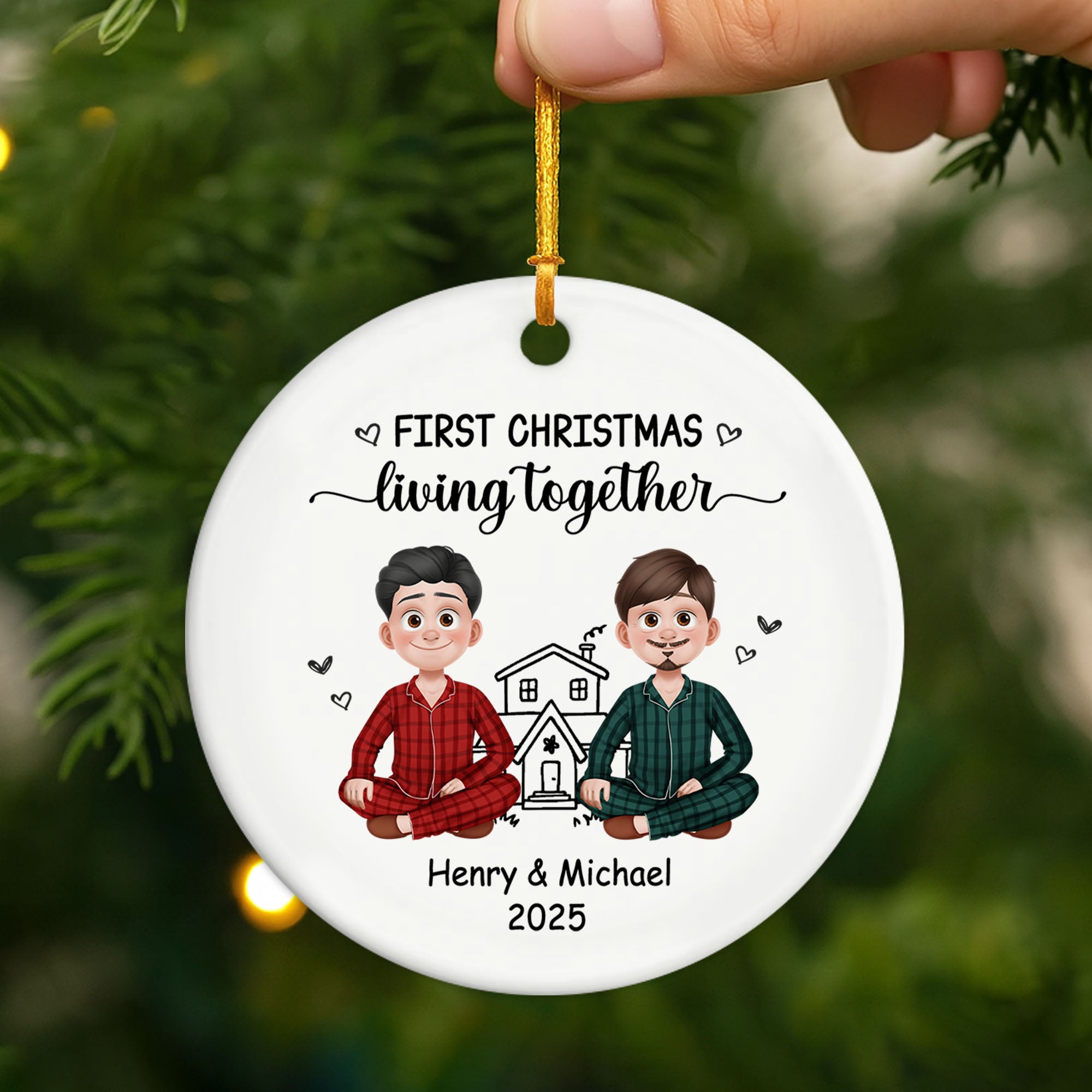 6278OUS2 ceramic first christmas living together ornament custom couple gifts 6278O