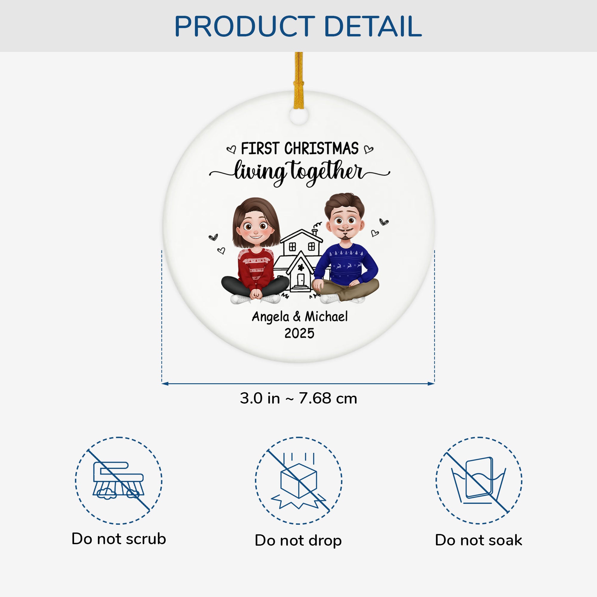 6278OUS3 ceramic first christmas living together ornament custom couple gifts 6278O