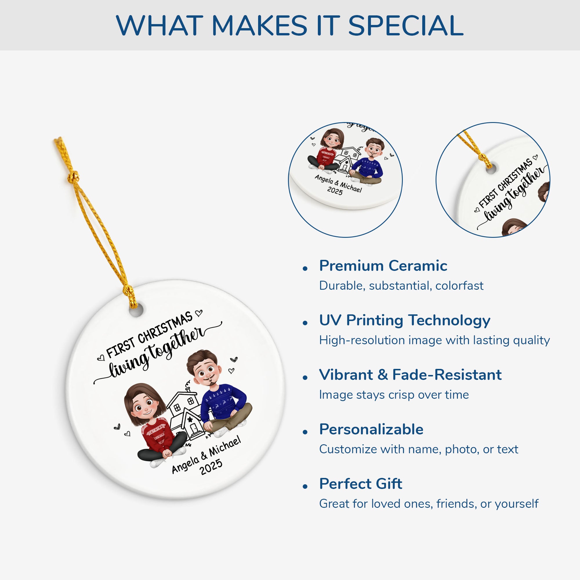 6278OUS4 ceramic first christmas living together ornament custom couple gifts 6278O