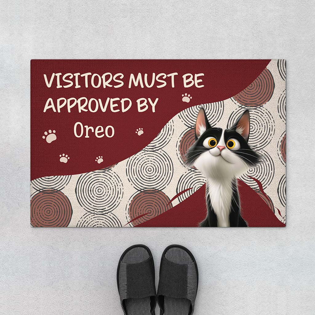6284DUS1 visitors must be approved by the cat doormat custom gifts for cat lovers 6284D3QAD