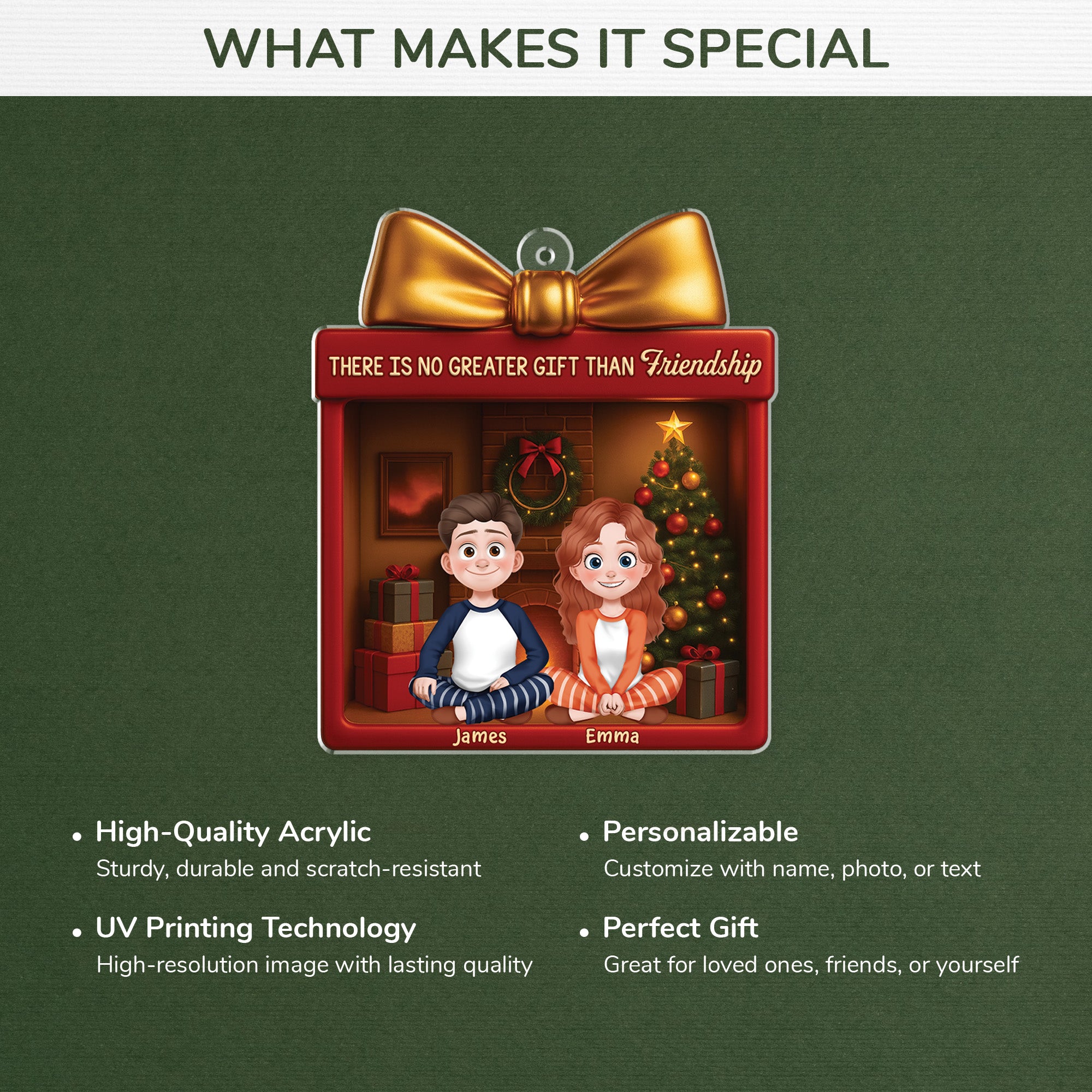 6294OUS4 3d printing effect custom acrylic xmas ornaments there is no greater gift than friendship_ 6294O