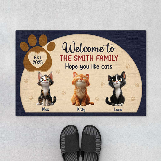 6299DUS1 welcome hope you like cats doormat_ custom gifts for cat owners 6299DTMZD