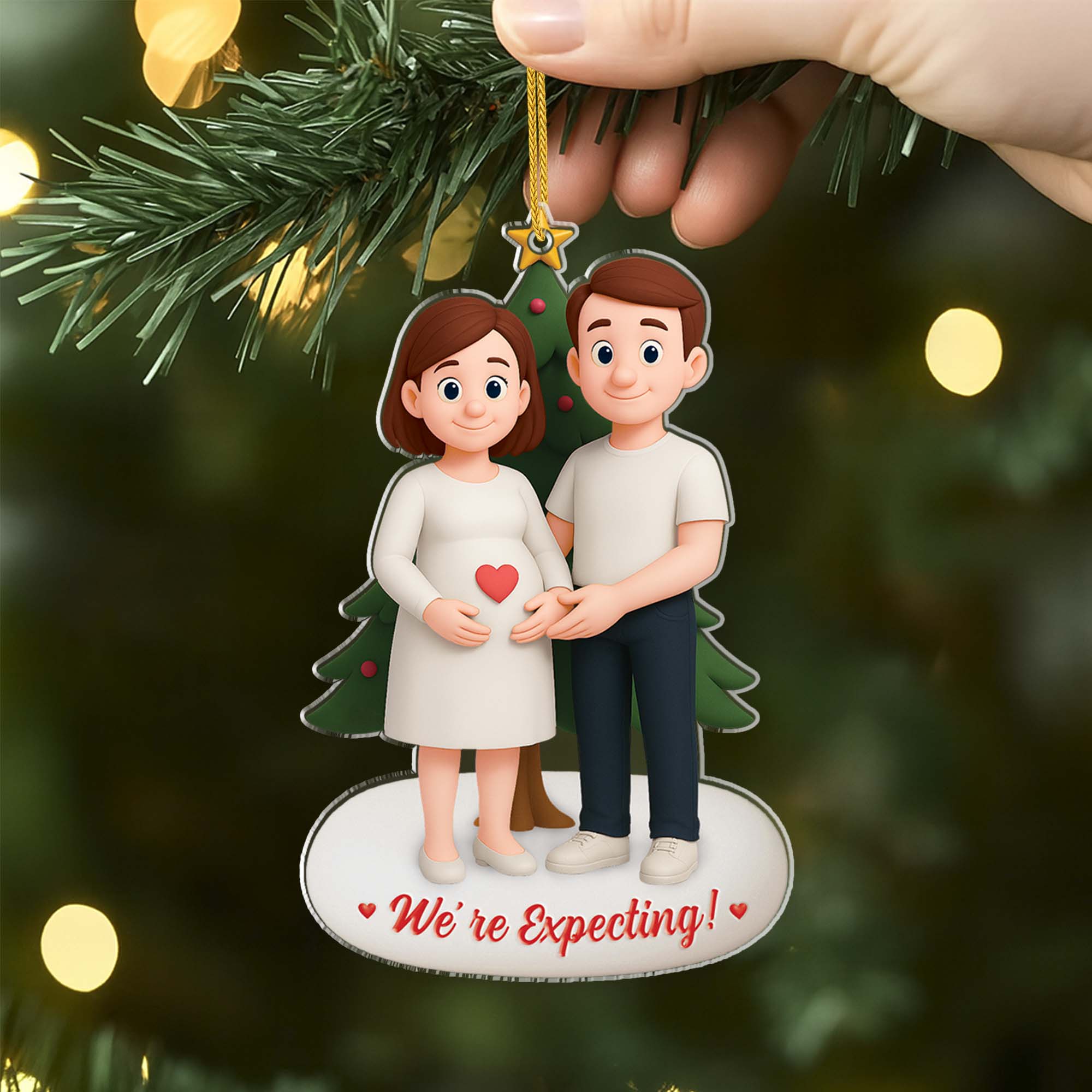 6304OUS2 3d printing effect acrylic were expecting christmas ornament_ custom gifts for parents to be 6304OKVCG