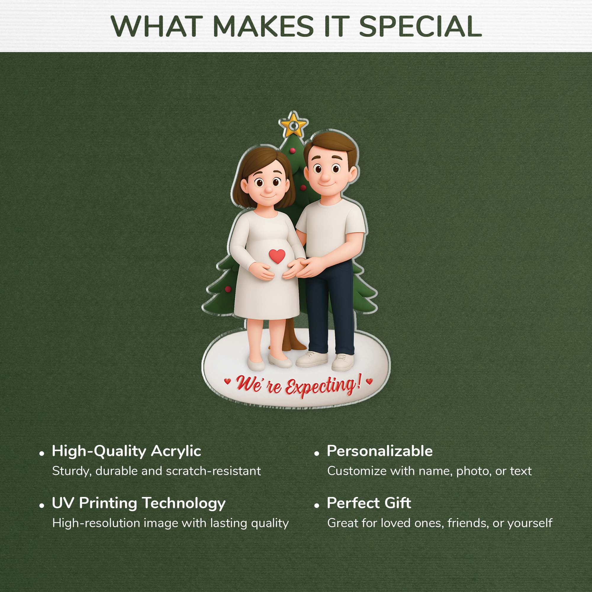 6304OUS4 3d printing effect acrylic were expecting christmas ornament_ custom gifts for parents to be 6304OKVCG