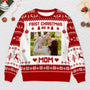 6307WUS2 custom photo ugly christmas sweater_ first christmas as a dad mom 6307WKHNB