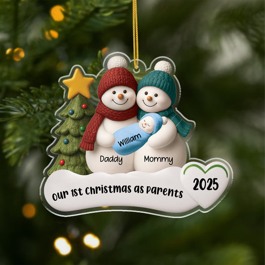 6310OUS1 3d printing effect acrylic 1st family christmas ornament_ custom family gifts 6310O
