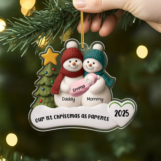 6310OUS2 3d printing effect acrylic 1st family christmas ornament_ custom family gifts 6310O
