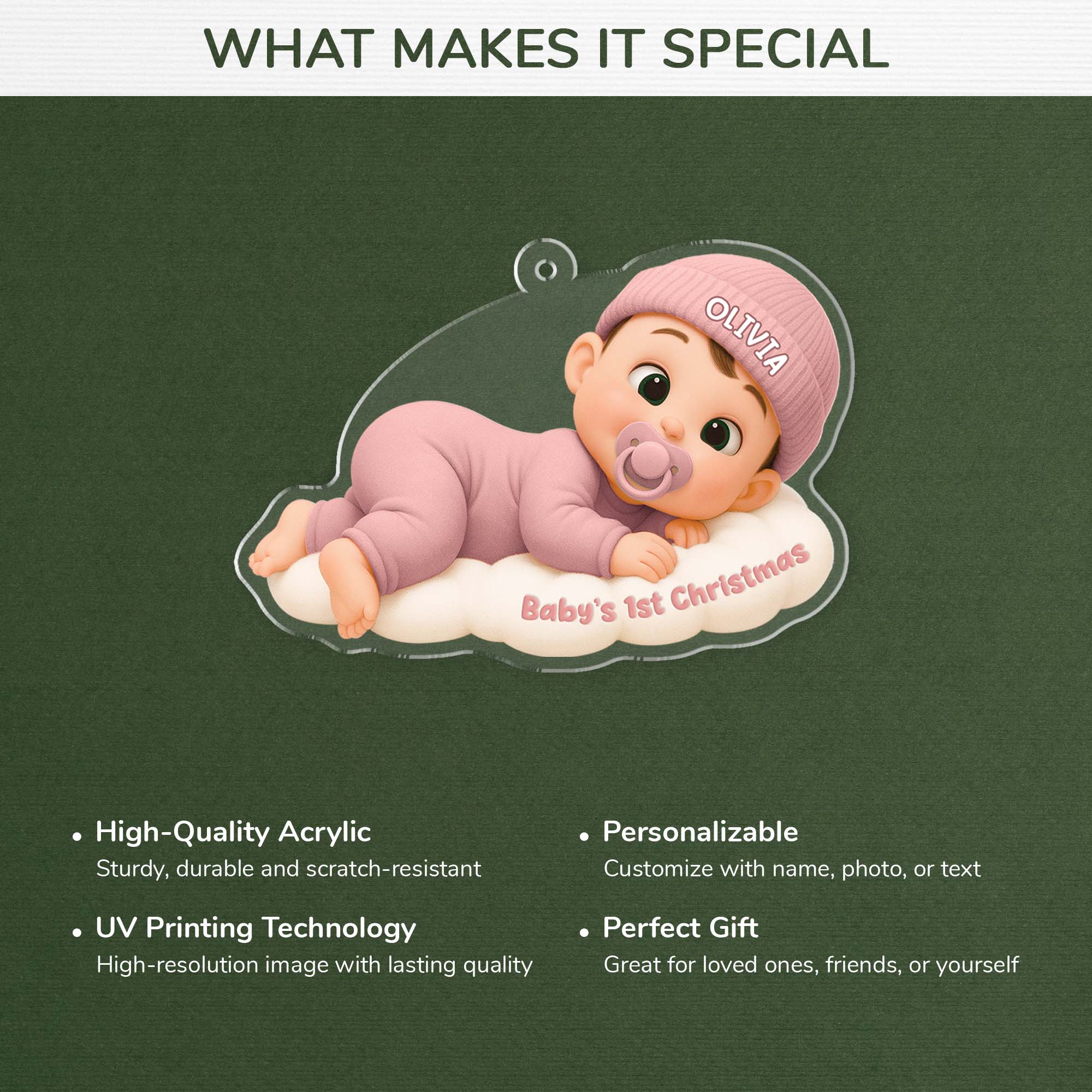 6311OUS4 3d printing effect personalized acrylic babys 1st christmas ornament 6311OTT7K