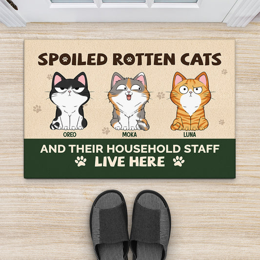 6314DUS2 spoiled rotten cats live here doormat custom gifts for cat owners 6314DTQ5D