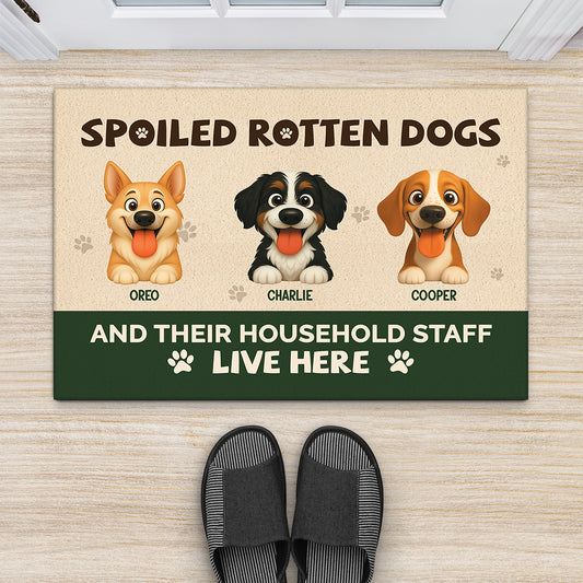 6314DUS2 spoiled rotten dogs live here doormat custom gifts for dog owners 6314DTQ5C