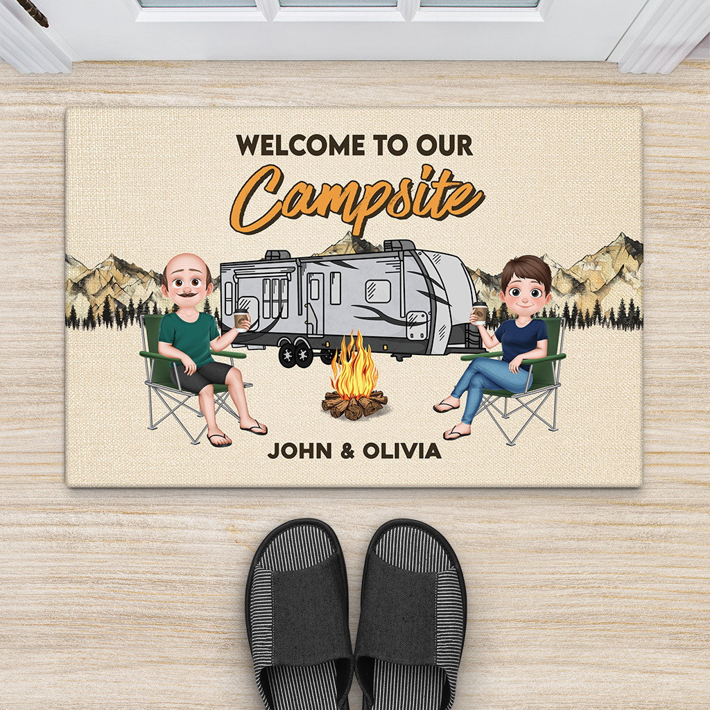 6334DUS2 metal welcome to our campsite sign_ custom camping gifts for couples 6334D6TAG