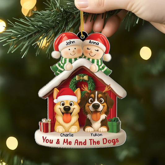 6346OUS2 acrylic couple with dog ornament_ personalized christmas gifts 6346OTV5C