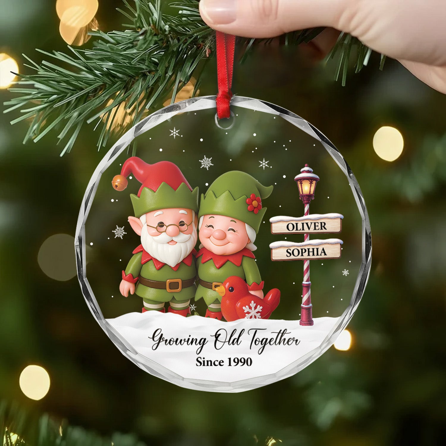 6349OUS2 glass elf christmas ornaments personalized gifts for couples 6349OKM5G