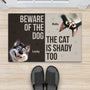 6354DUS2 custom pet doormats beware of the cat_ the dog is shady too  6354D