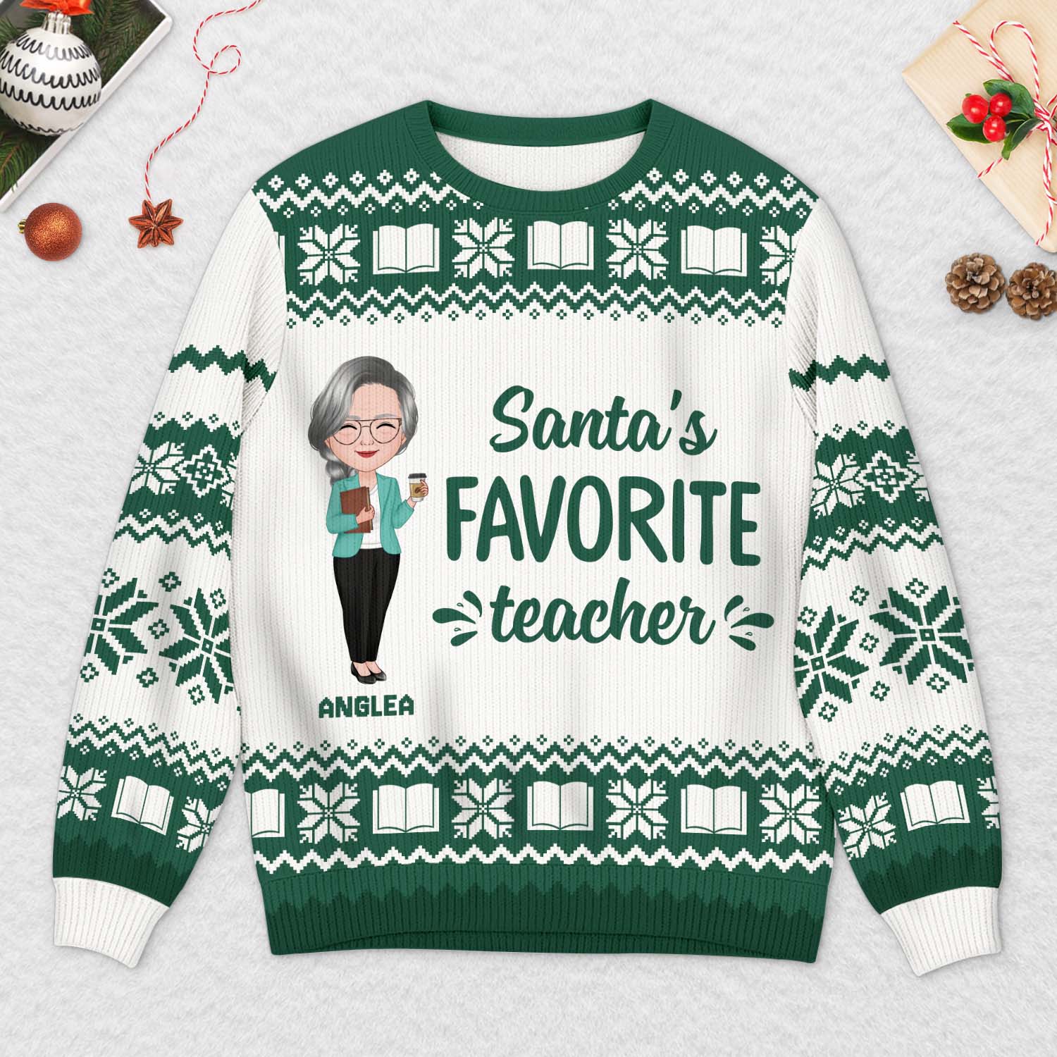 6363WUS2 custom ugly christmas sweater oh what fun it is to teach_ teacher gifts 6363WKLNT