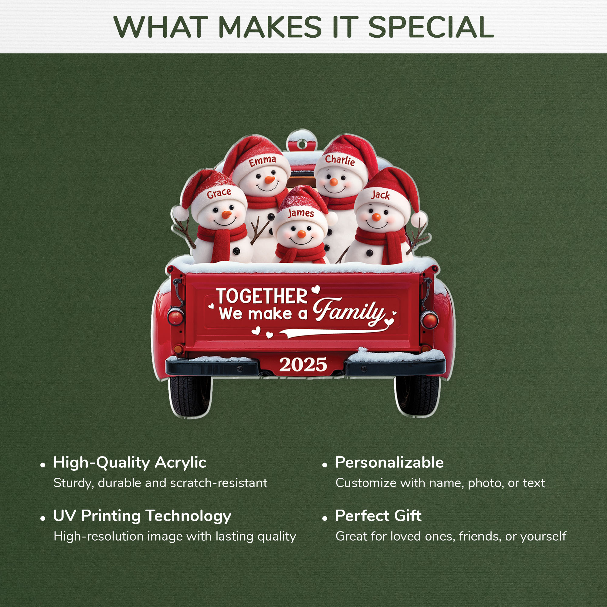 6374OUS4 custom acrylic christmas ornaments together we make a family 6374O6V5I