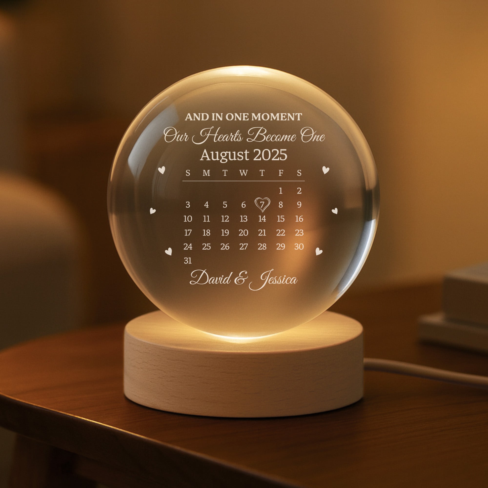 6387LUS2 calendar crystal ball lamp custom anniversary gifts for couples 6387L8QNG