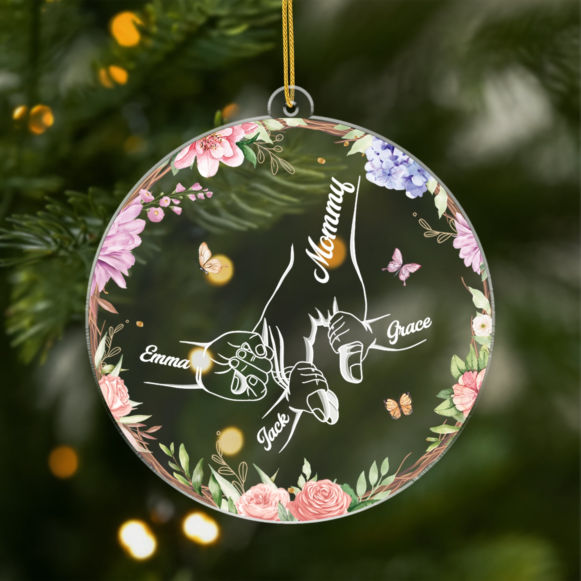 6401OUS1 acrylic floral christmas ornaments custom gifts for mom grandma 6401O3TQA